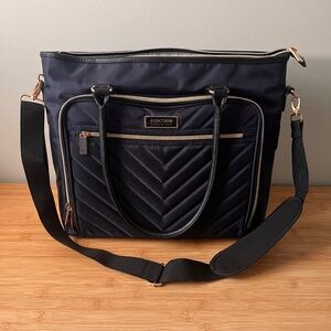 Kenneth Cole REACTION Chelsea Quilted Chevron 15" Laptop Tote - Like New Navy